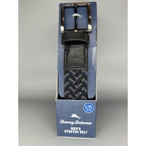 Tommy Bahama Stretch Men's Braided Woven Belt L/XL 38-42 NEW IN BOX Black/Blue